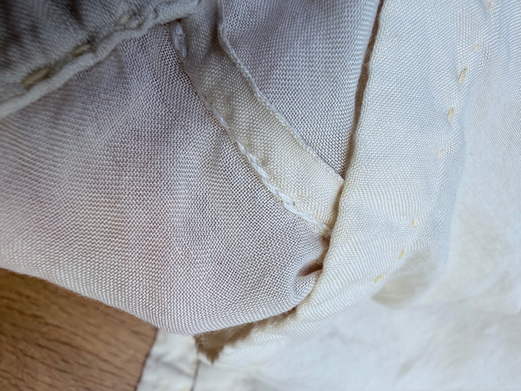 Antique 1920s Cream Cotton Slip Midi Dress with Lace Trim