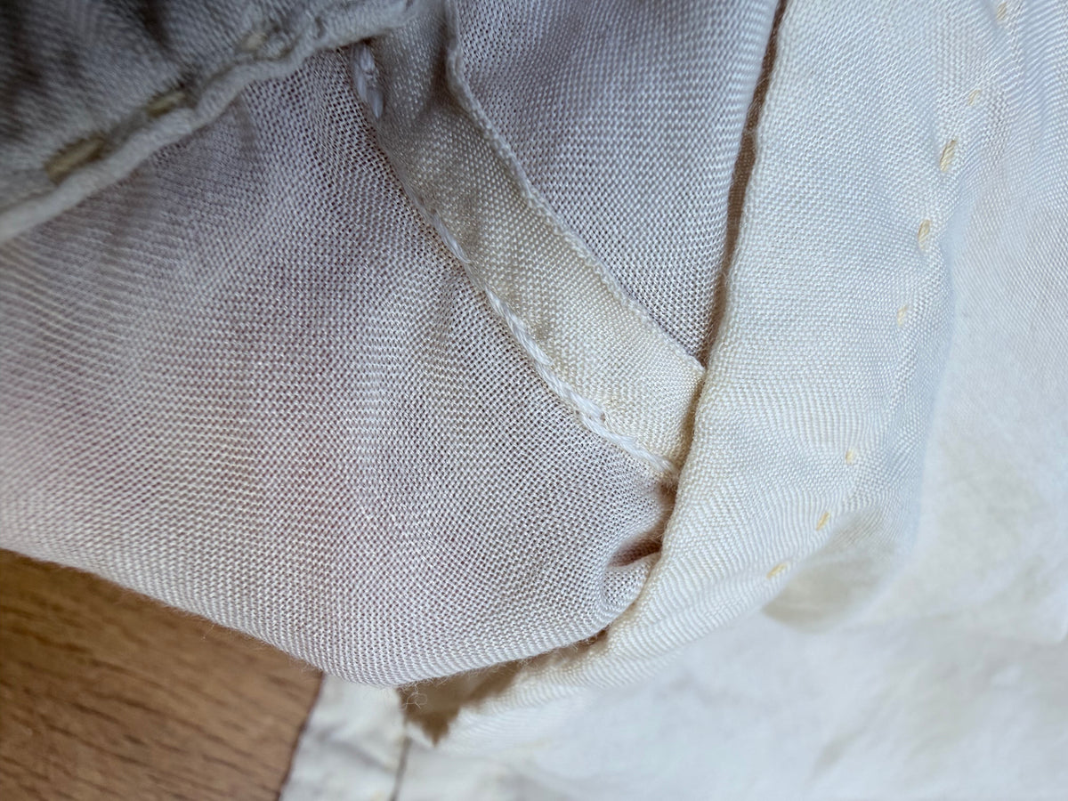 Antique 1920s Cream Cotton Slip Midi Dress with Lace Trim
