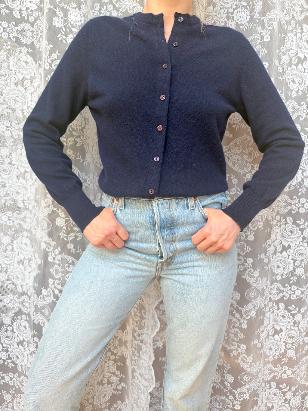 Vintage 1960s Lyle And Scott Navy Blue Cardigan | Made in Scotland Knitwear