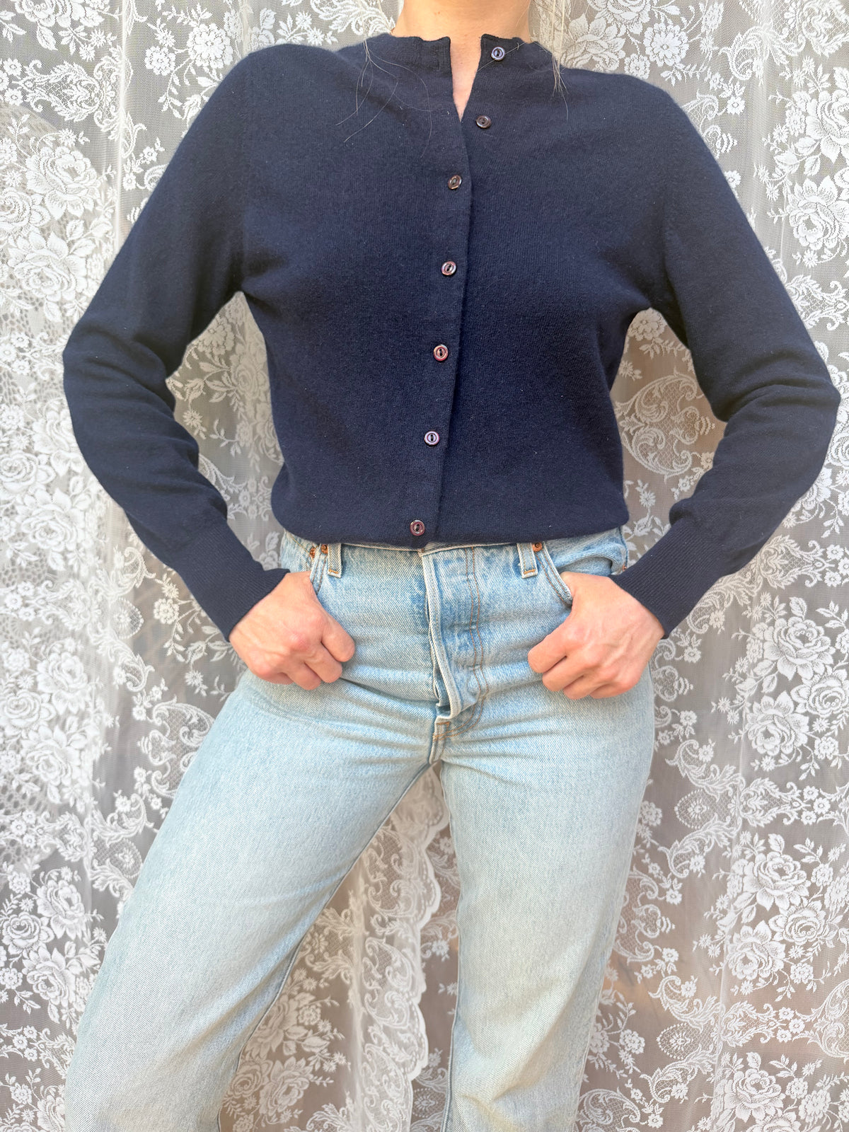 Vintage 1960s Lyle And Scott Navy Blue Cardigan | Made in Scotland Knitwear