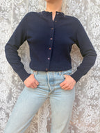 Vintage 1960s Lyle And Scott Navy Blue Cardigan | Made in Scotland Knitwear