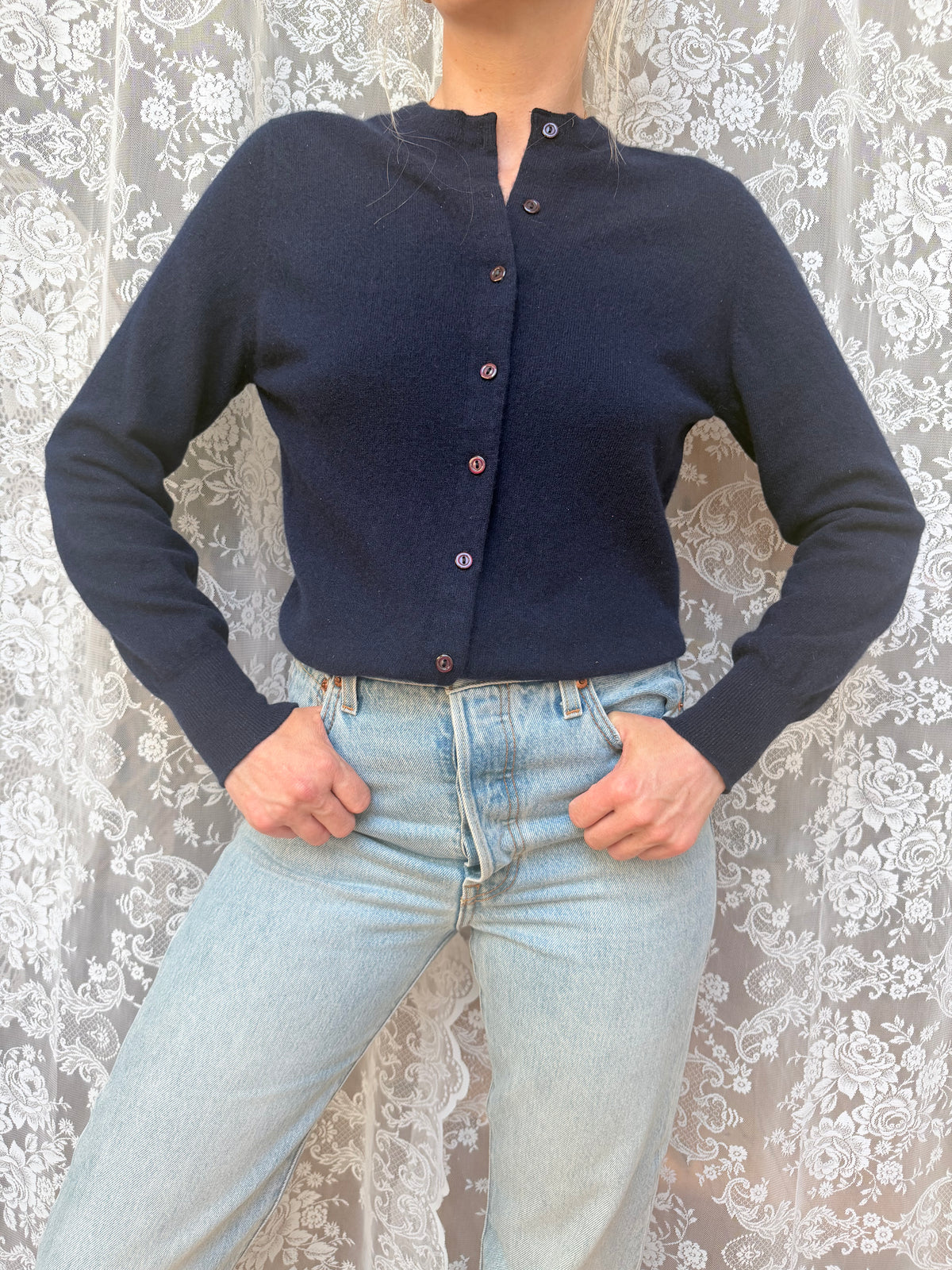 Vintage 1960s Lyle And Scott Navy Blue Cardigan | Made in Scotland Knitwear