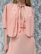 Antique Vintage 1930s Pink Silk Two-Piece Gown & Jacket Set