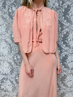 Antique Vintage 1930s Pink Silk Two-Piece Gown & Jacket Set