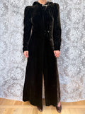 1920s Art Deco Black Velvet Hooded Coat | Vintage Witchy Gothic Piece