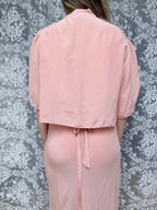 Antique Vintage 1930s Pink Silk Two-Piece Gown & Jacket Set