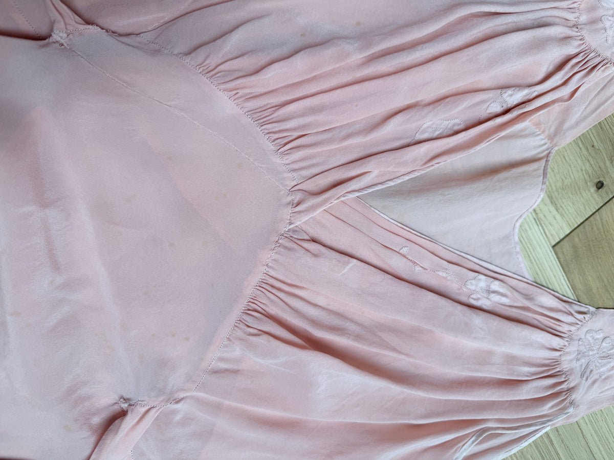 Antique Vintage 1930s Pink Silk Two-Piece Gown & Jacket Set