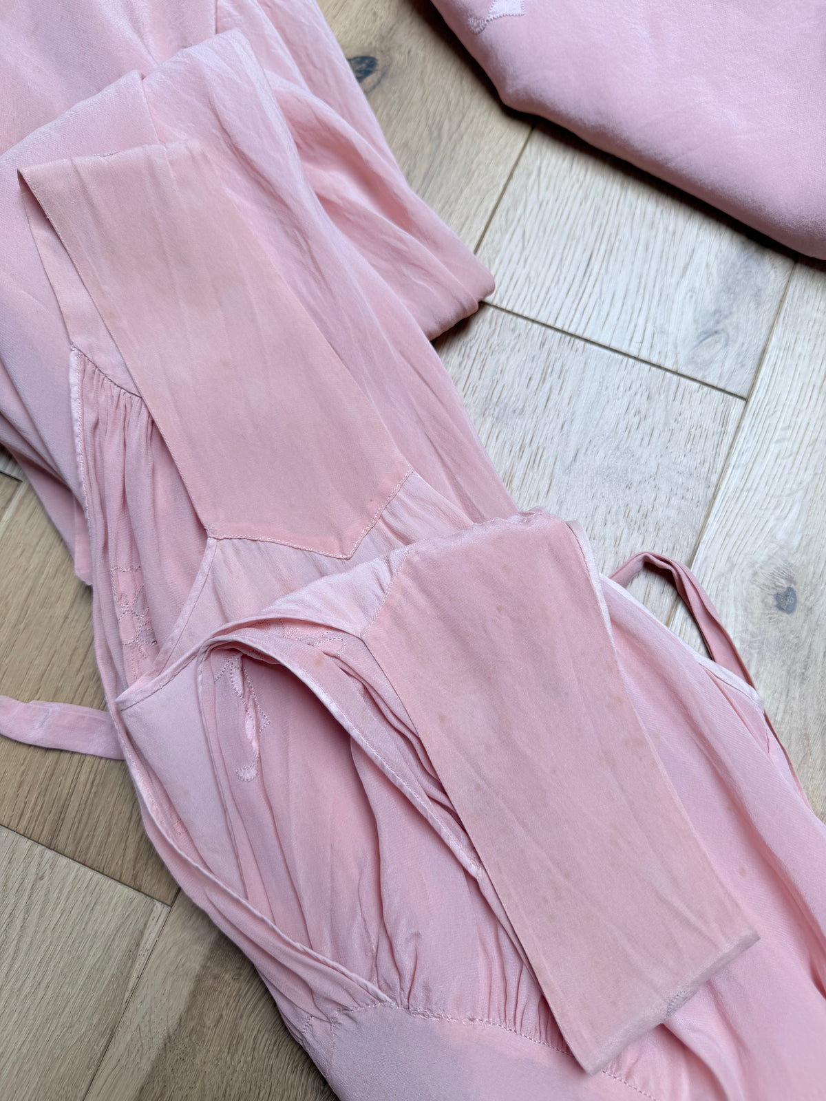 Antique Vintage 1930s Pink Silk Two-Piece Gown & Jacket Set