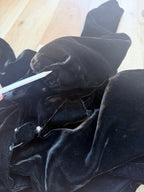 1920s Art Deco Black Velvet Hooded Coat | Vintage Witchy Gothic Piece