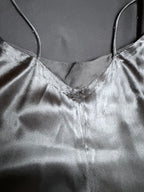 Antique 1930s Black Satin Silk Slip Dress