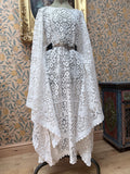 Handmade Vintage Floral Nottingham Lace Bell Sleeve Crochet Dress | Made From Old Tablecloth