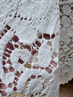 Handmade Vintage Floral Nottingham Lace Bell Sleeve Crochet Dress | Made From Old Tablecloth