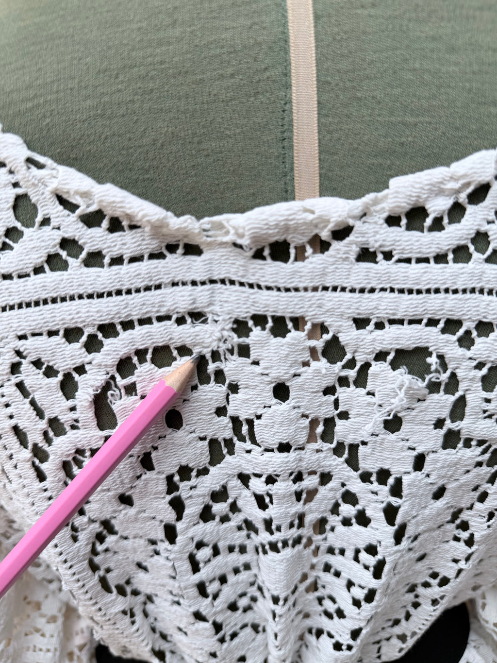 Handmade Vintage Floral Nottingham Lace Bell Sleeve Crochet Dress | Made From Old Tablecloth
