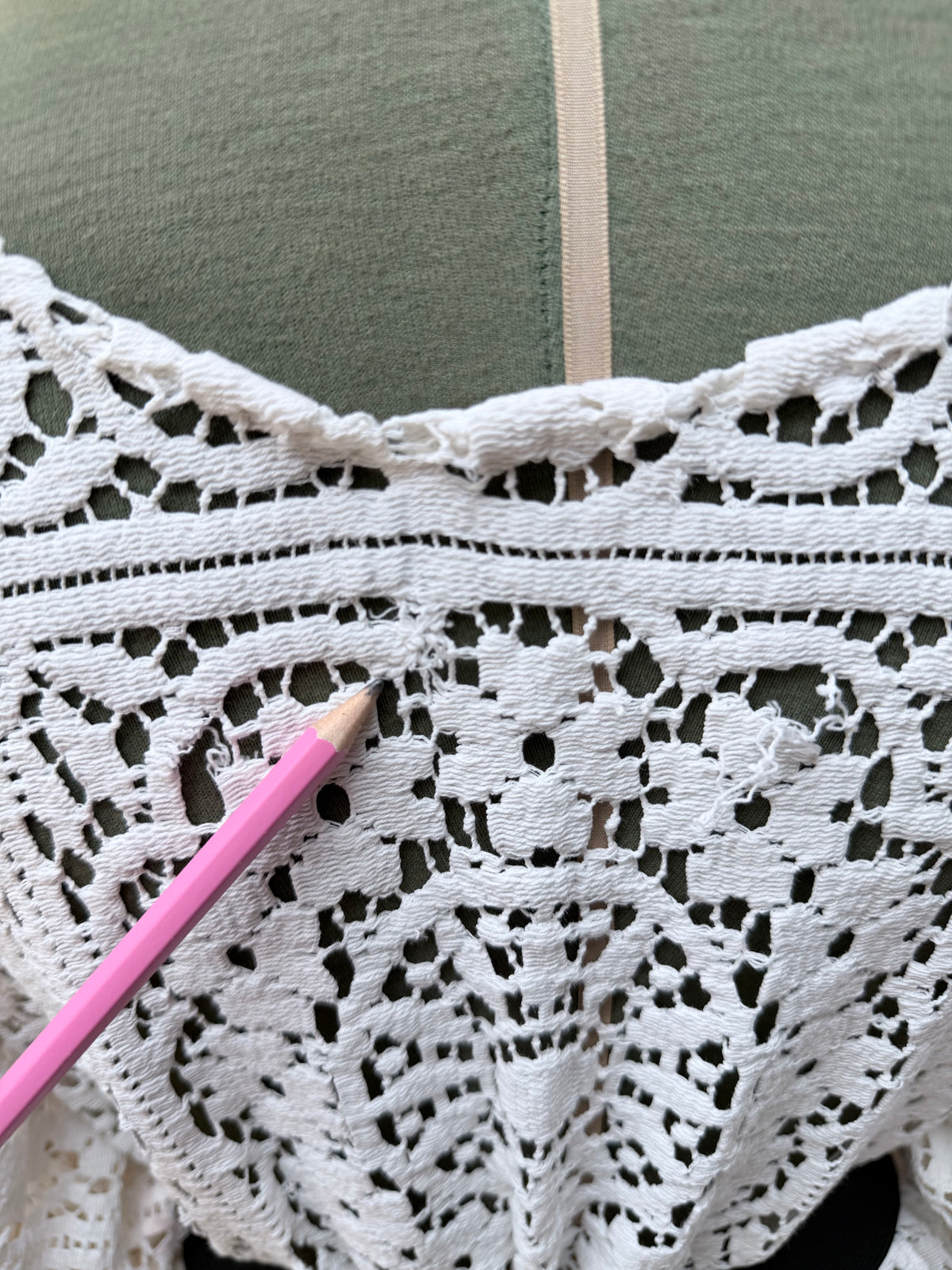 Handmade Vintage Floral Nottingham Lace Bell Sleeve Crochet Dress | Made From Old Tablecloth