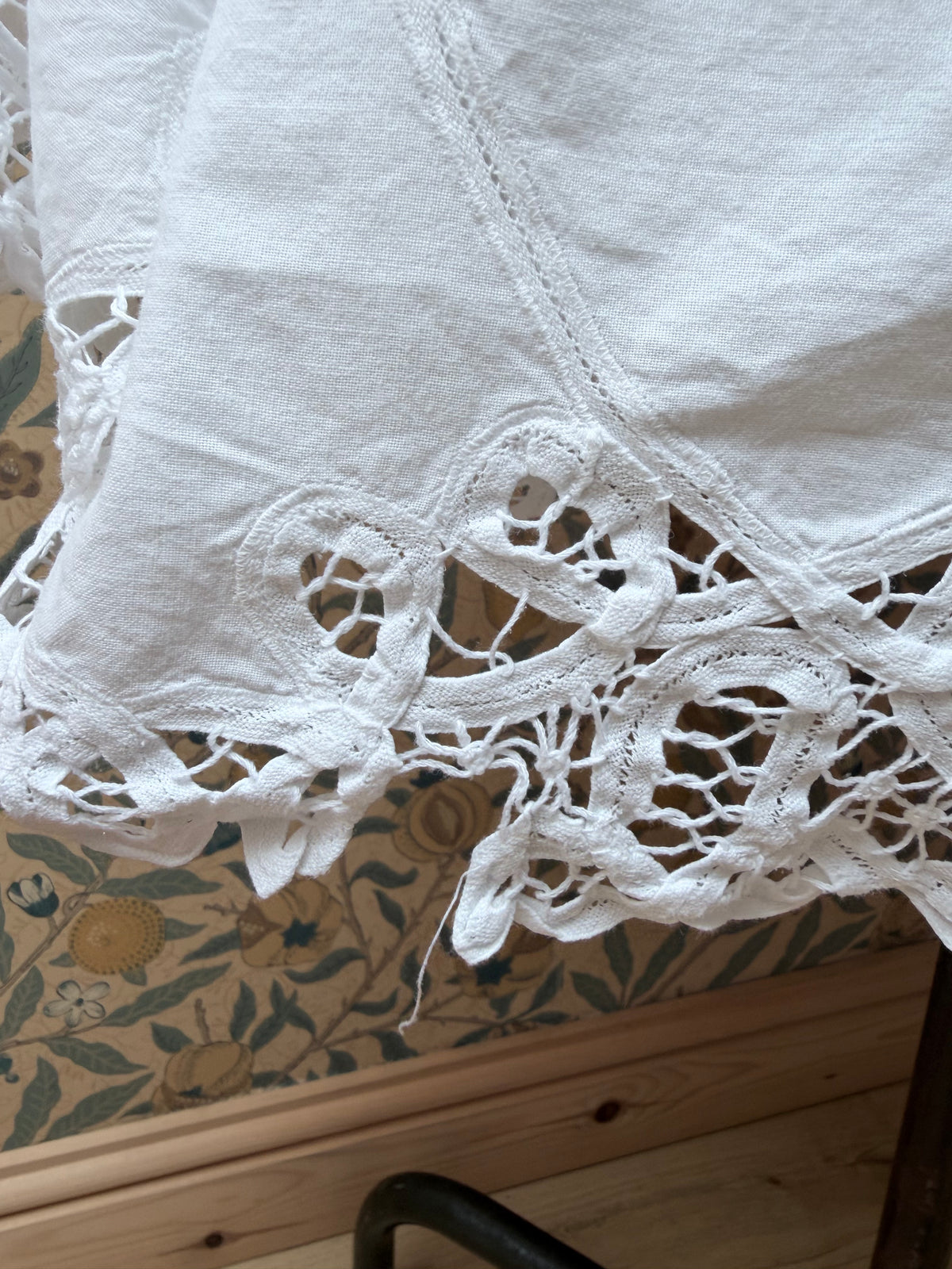 Vintage Cotton Lace Cut Out Bell Sleeve Mini Dress | The Tablecloth Collection
