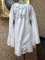 Vintage Cotton Lace Cut Out Bell Sleeve Mini Dress | The Tablecloth Collection