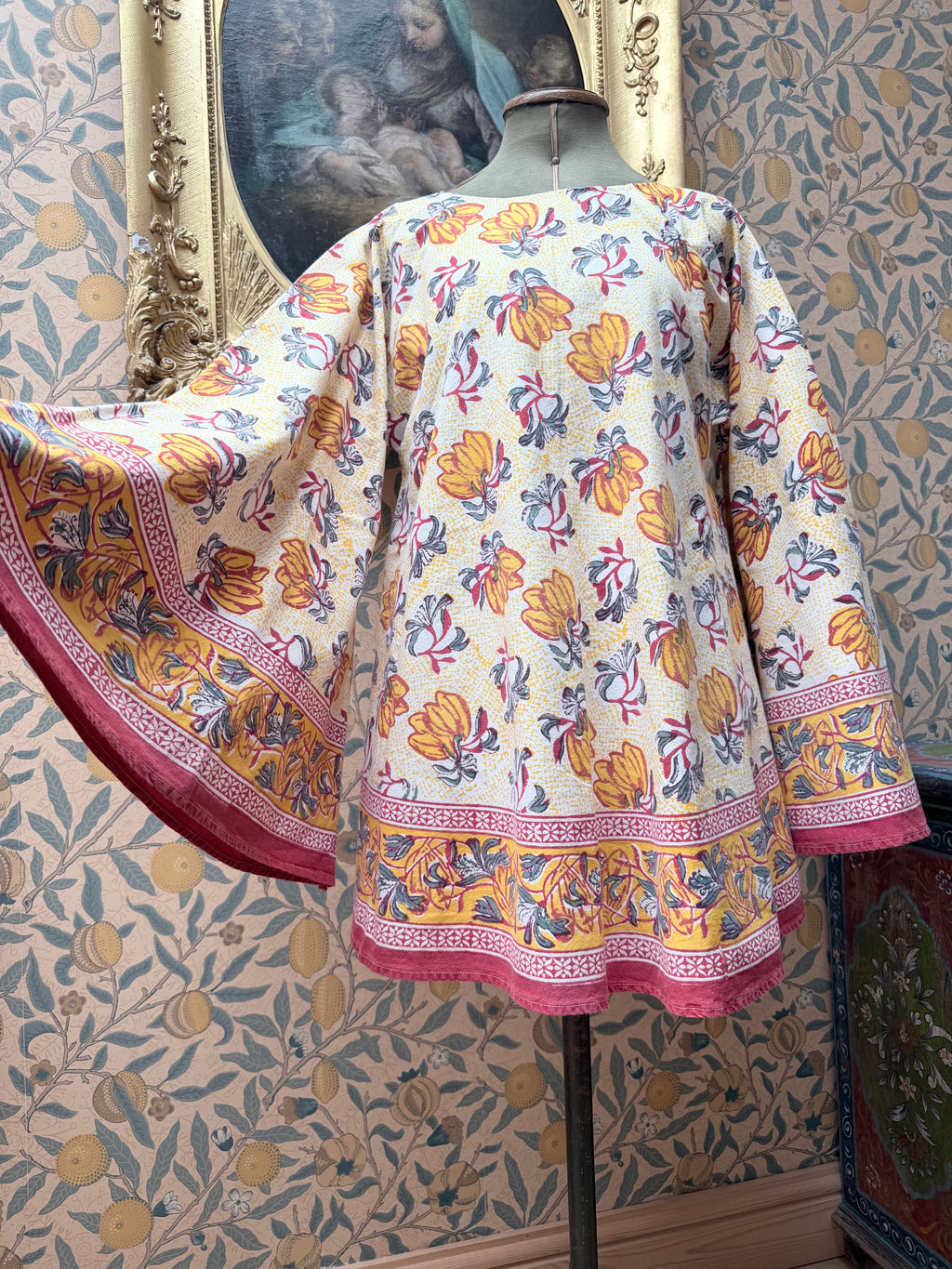 Handmade Anokhi Floral Bell Sleeve Mini Dress | The Tablecloth Collection