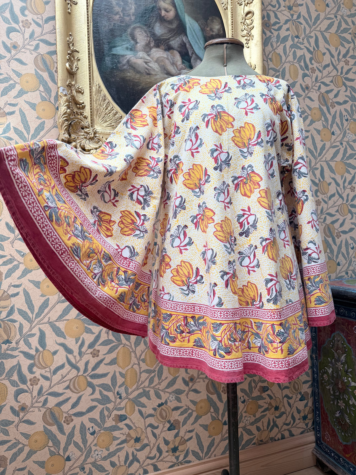 Handmade Anokhi Floral Bell Sleeve Mini Dress | The Tablecloth Collection