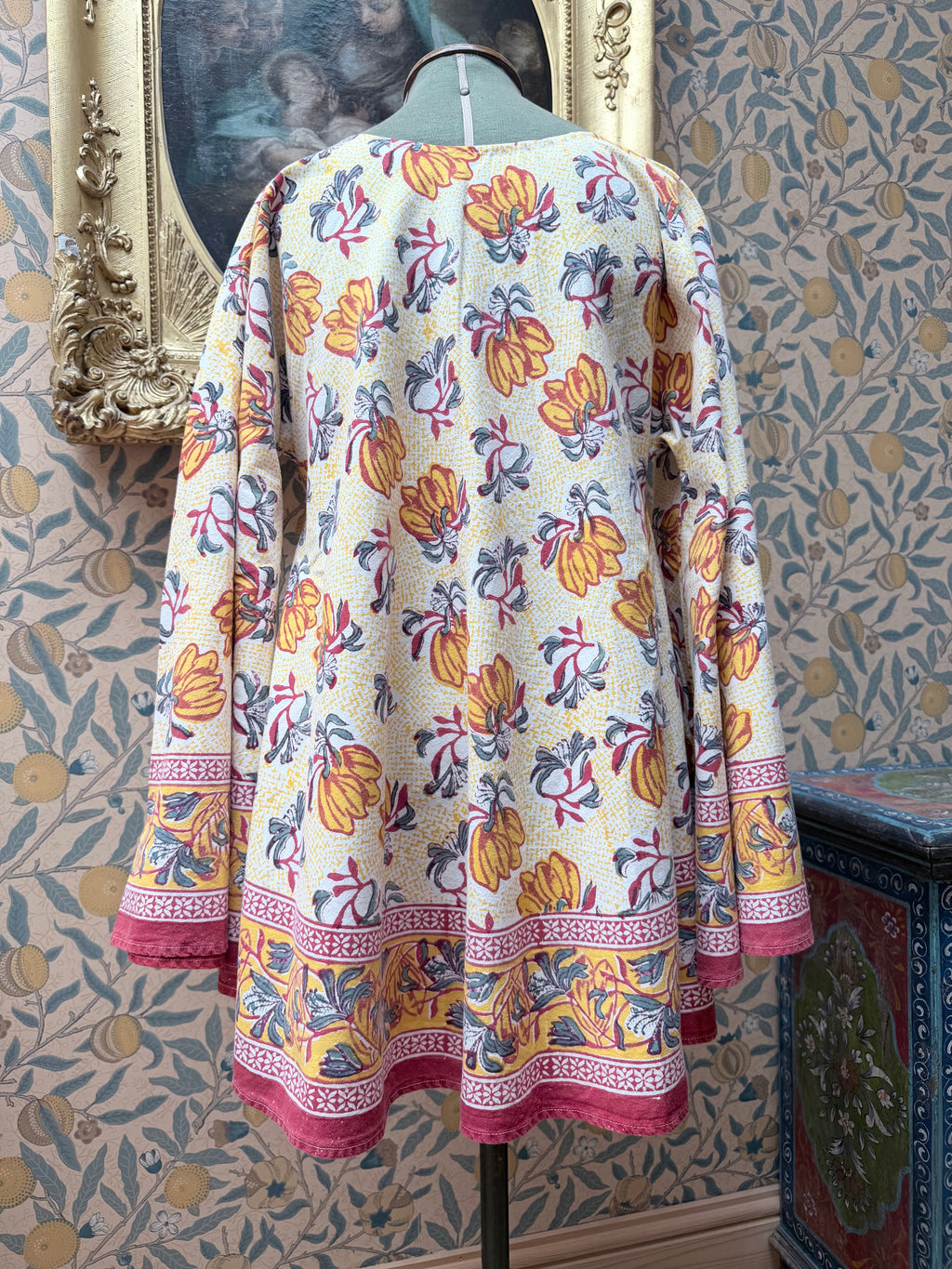 Handmade Anokhi Floral Bell Sleeve Mini Dress | The Tablecloth Collection