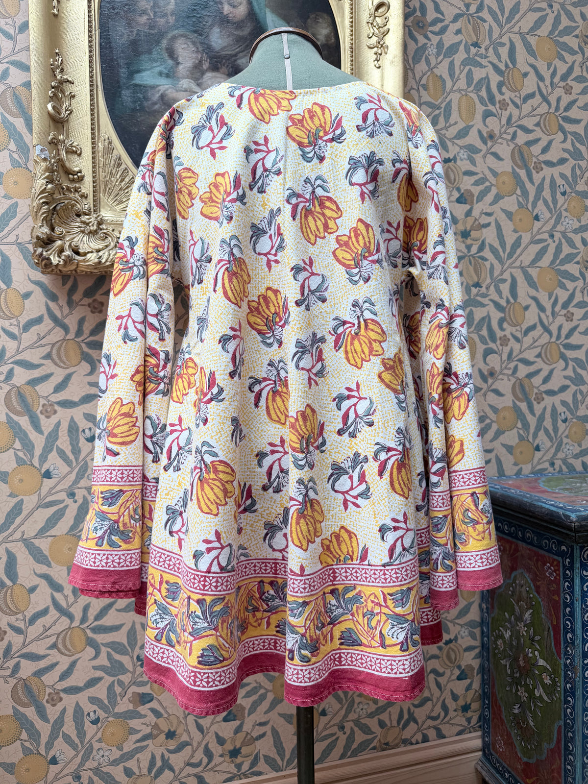 Handmade Anokhi Floral Bell Sleeve Mini Dress | The Tablecloth Collection