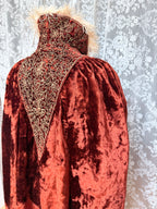 Antique Vintage Victorian Orange Velvet, Silk, & Feather Cape/Cloak