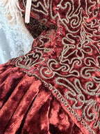 Antique Vintage Victorian Orange Velvet, Silk, & Feather Cape/Cloak