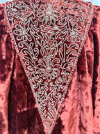 Antique Vintage Victorian Orange Velvet, Silk, & Feather Cape/Cloak