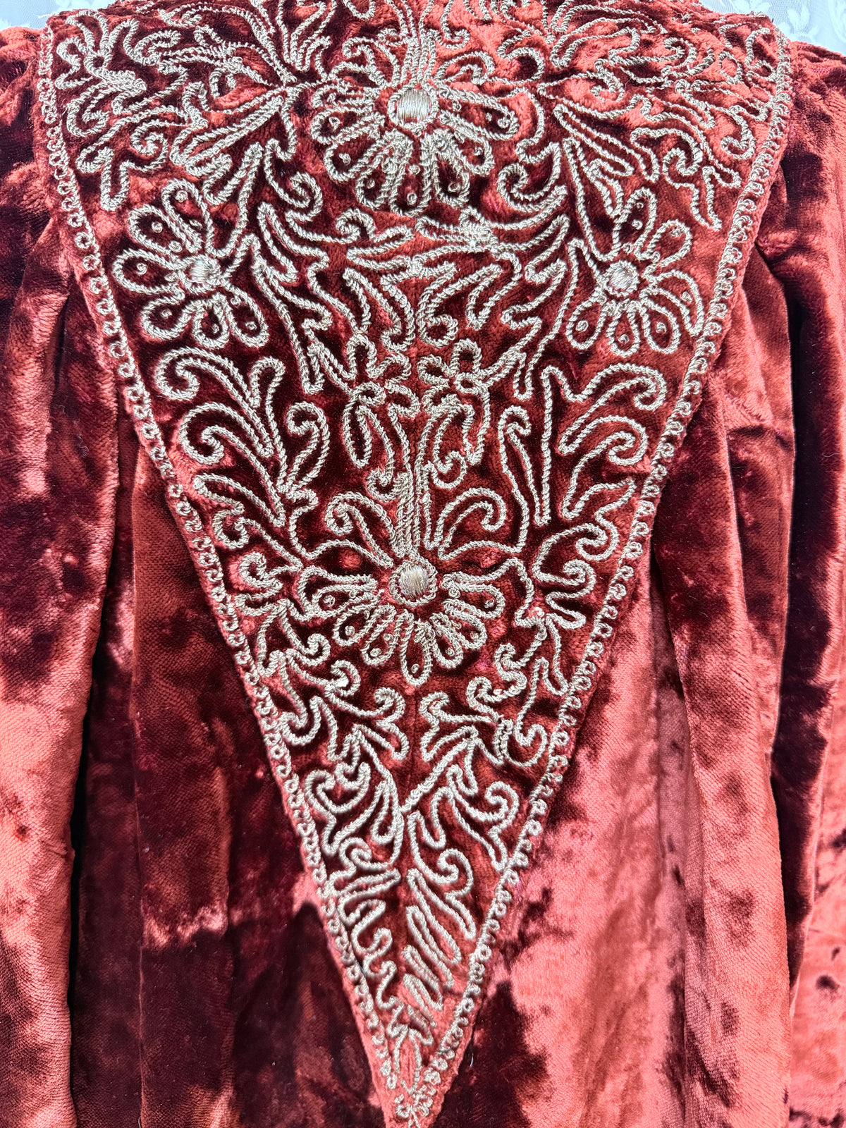 Antique Vintage Victorian Orange Velvet, Silk, & Feather Cape/Cloak