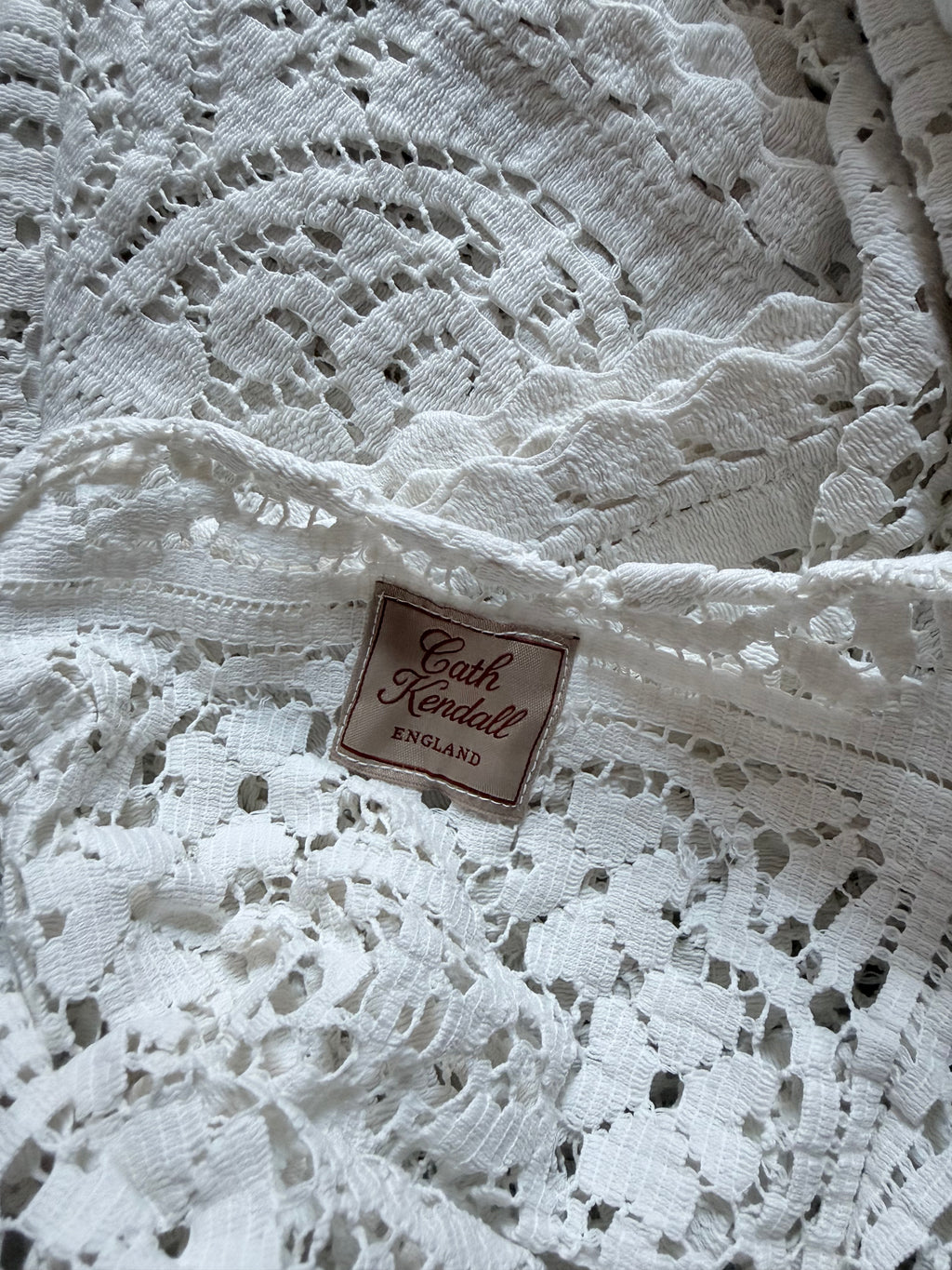 Handmade Vintage Floral Nottingham Lace Bell Sleeve Crochet Dress | Made From Old Tablecloth