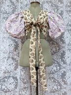 The Goldie Wisteria Puff Sleeve Wrap Blouse | Handmade Indian Block Print