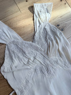 Antique 1930s Cream Silk Slip Wedding Dress With Broderie Anglaise