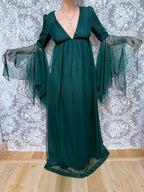 1970s Jean Varon Emerald Witchy Fairy Dress