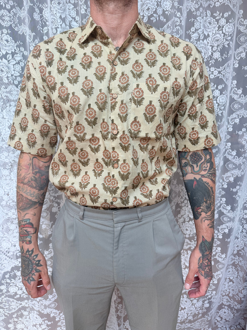 The Marigold Jasper | Men's Ethically Handmade Vintage Style Cotton Button-Up Shirt