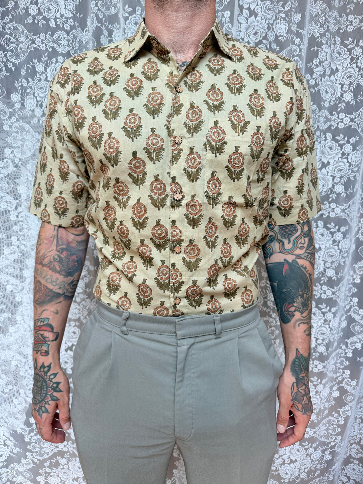 The Marigold Jasper | Men's Ethically Handmade Vintage Style Cotton Button-Up Shirt