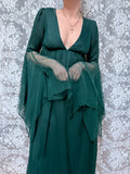 1970s Jean Varon Emerald Witchy Fairy Dress