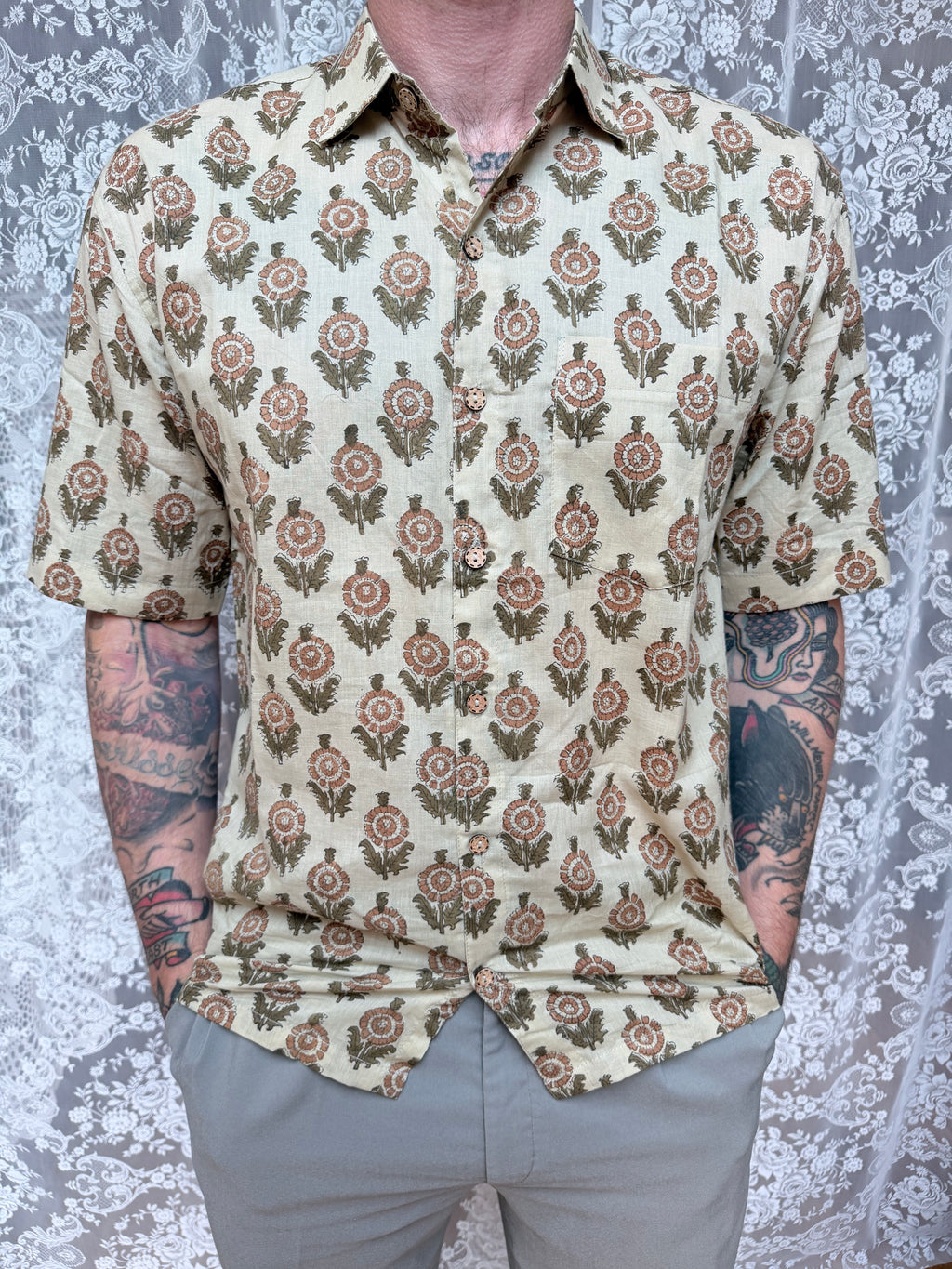 The Marigold Jasper | Men's Ethically Handmade Vintage Style Cotton Button-Up Shirt