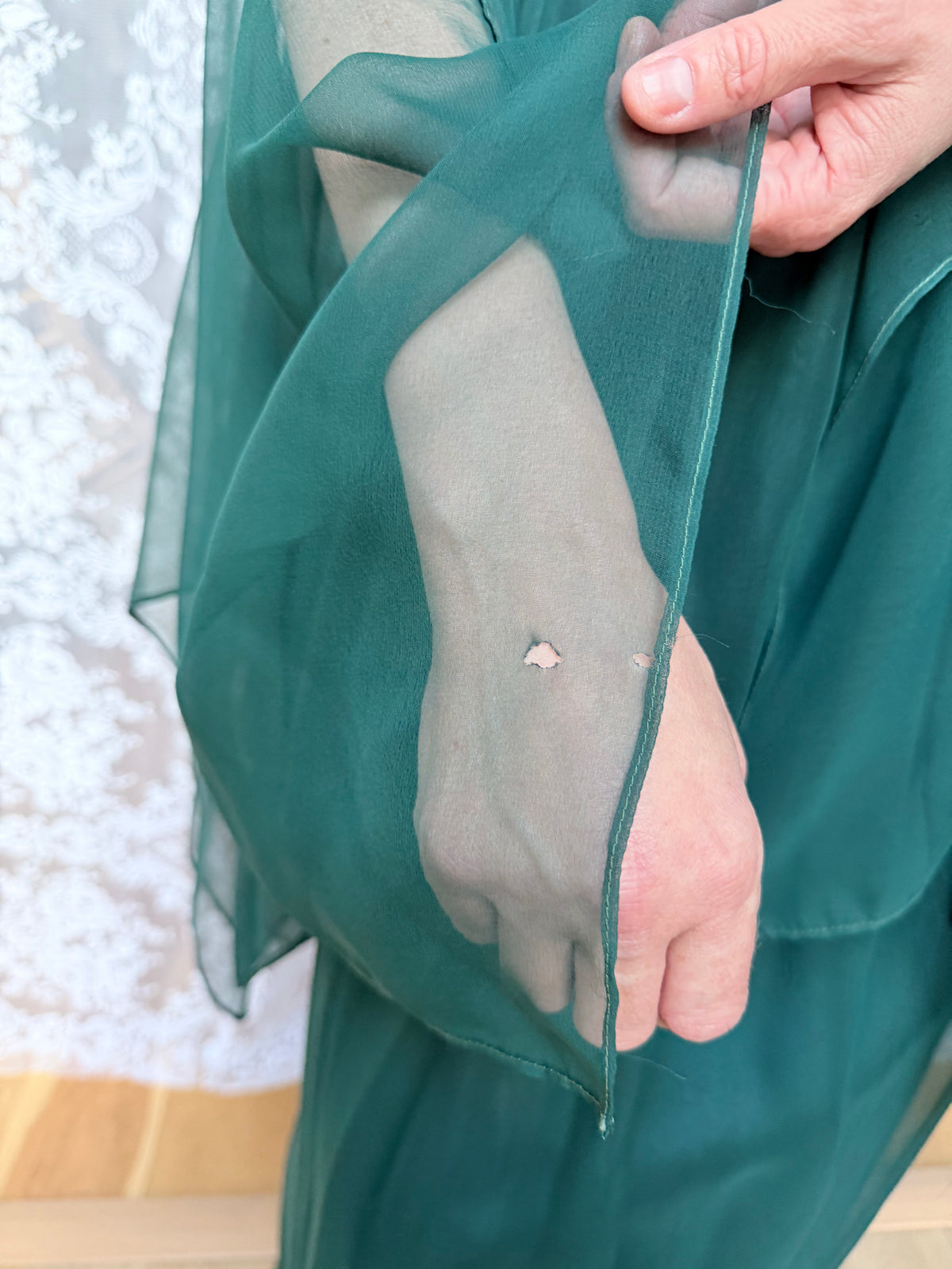 1970s Jean Varon Emerald Witchy Fairy Dress