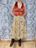 Vintage 1980s Burberrys Silk Paisley Floral Midi Skirt