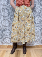 Vintage 1980s Burberrys Silk Paisley Floral Midi Skirt