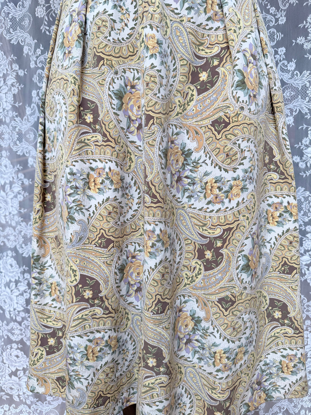 Vintage 1980s Burberrys Silk Paisley Floral Midi Skirt