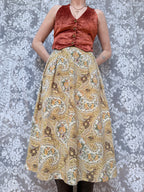 Vintage 1980s Burberrys Silk Paisley Floral Midi Skirt