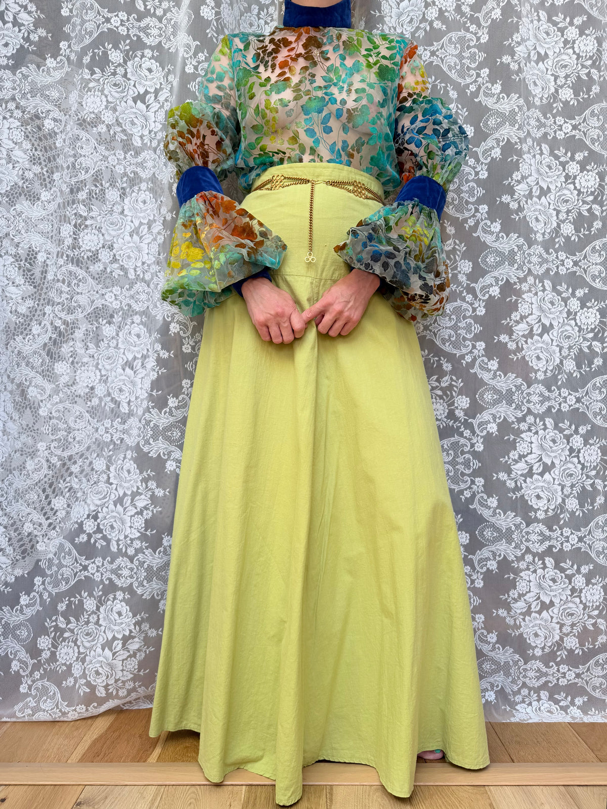 Vintage 1960s 'Mother Wouldn't Like It' Sheer Velvet Bishop Sleeve Blouse | London Boutique