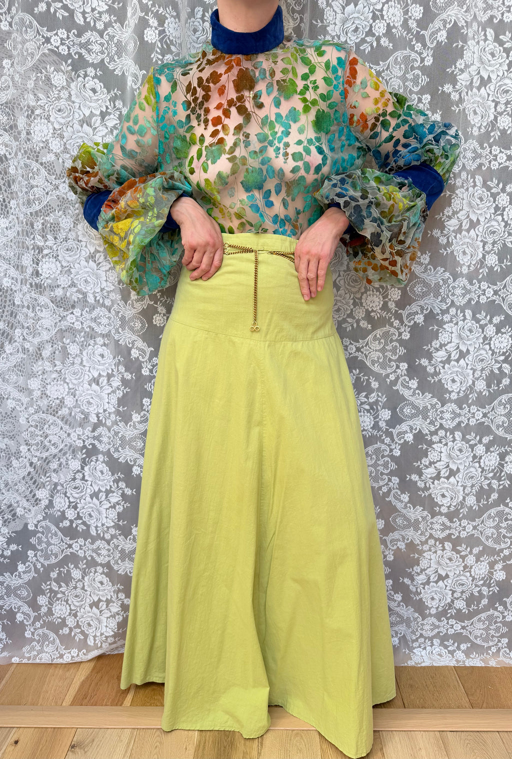 Vintage 1960s 'Mother Wouldn't Like It' Sheer Velvet Bishop Sleeve Blouse | London Boutique