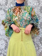 Vintage 1960s 'Mother Wouldn't Like It' Sheer Velvet Bishop Sleeve Blouse | London Boutique