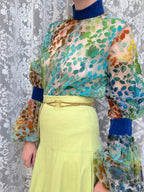 Vintage 1960s 'Mother Wouldn't Like It' Sheer Velvet Bishop Sleeve Blouse | London Boutique