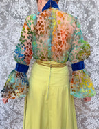 Vintage 1960s 'Mother Wouldn't Like It' Sheer Velvet Bishop Sleeve Blouse | London Boutique