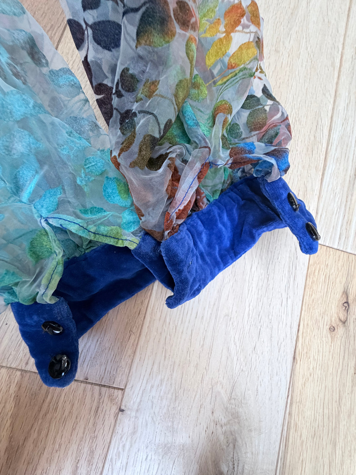 Vintage 1960s 'Mother Wouldn't Like It' Sheer Velvet Bishop Sleeve Blouse | London Boutique