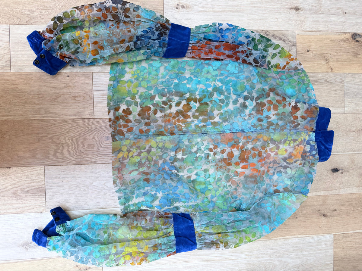 Vintage 1960s 'Mother Wouldn't Like It' Sheer Velvet Bishop Sleeve Blouse | London Boutique