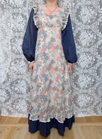1970s Fiona Dresses Patchwork Print Prairie Dress