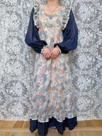 1970s Fiona Dresses Patchwork Print Prairie Dress